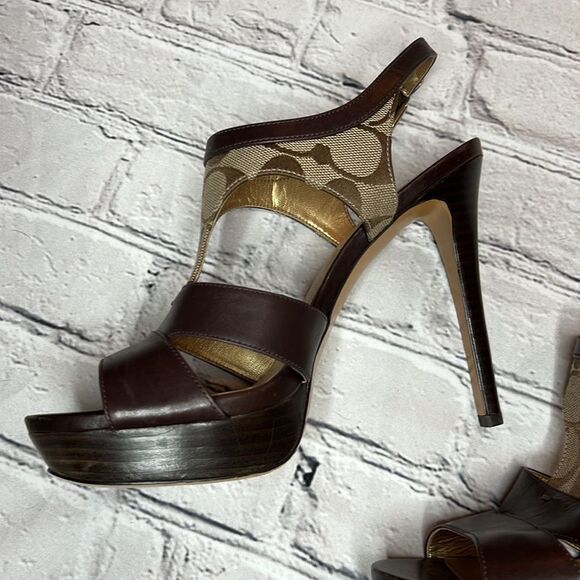 Coach Brown Leather Sandals - Picture 9 of 11